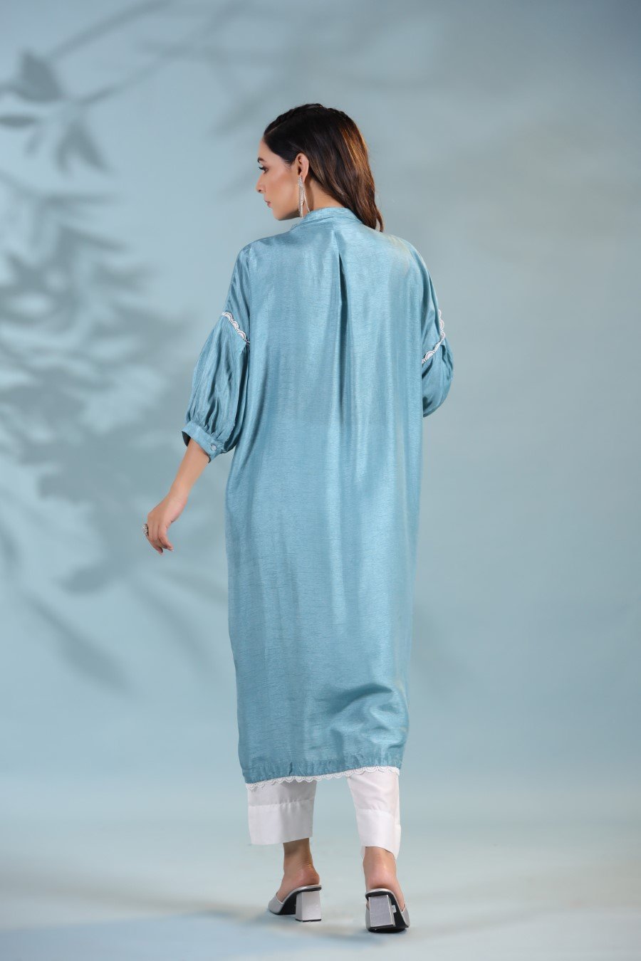 SummerFalling-Aqua Blue Morish Silk Kurta with Pants
