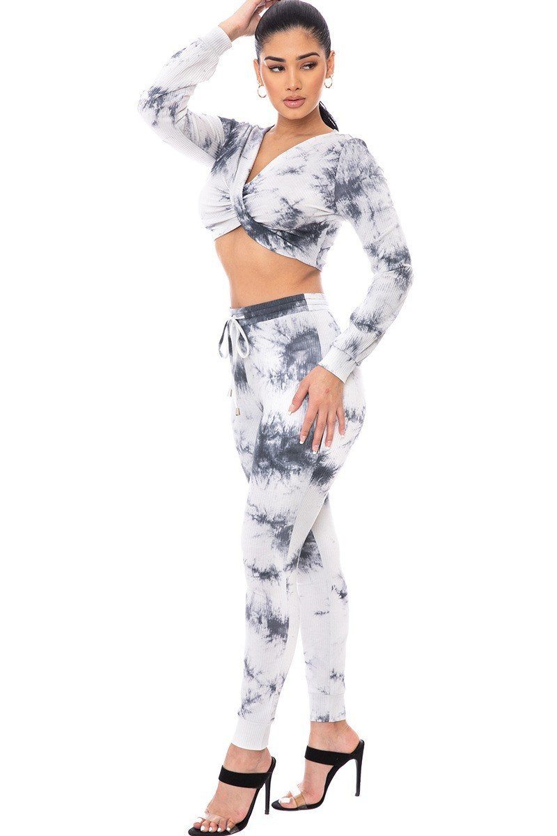 SummerFalling-Tie Dye Ribbed Sweater Set