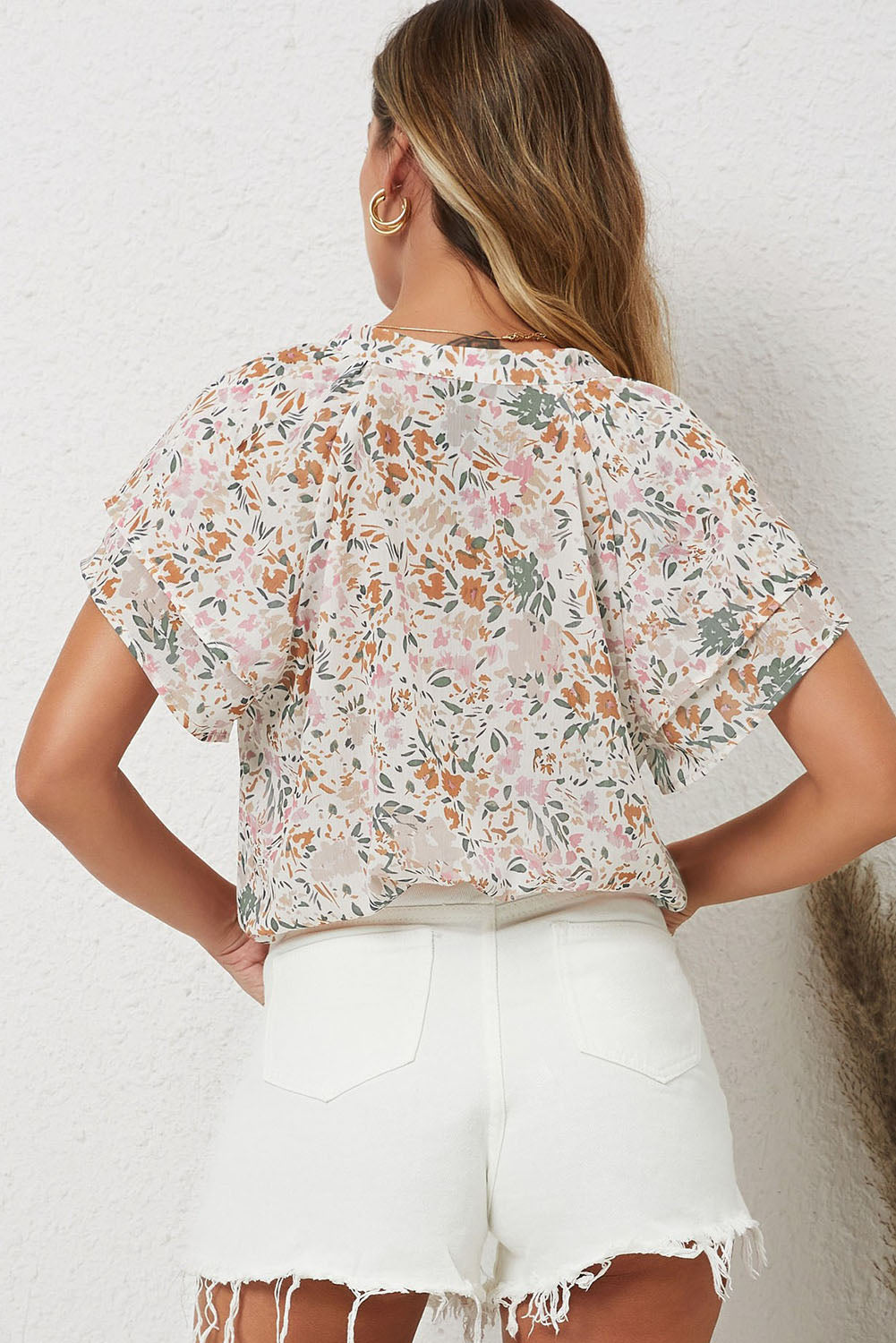 Multi color cute floral casual fashion women's top