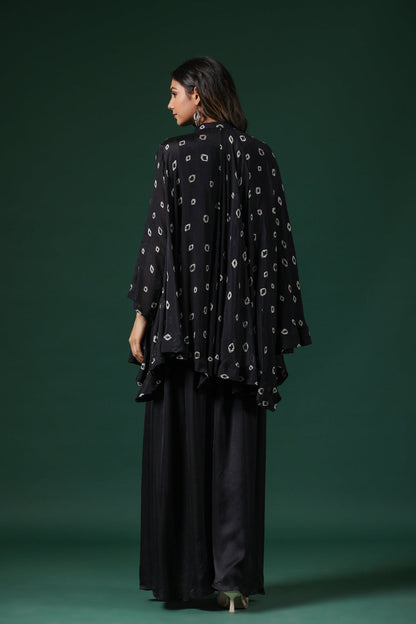 SummerFalling-Black Embellished Tie Dye Premium Chinon Silk Co-Ord Set
