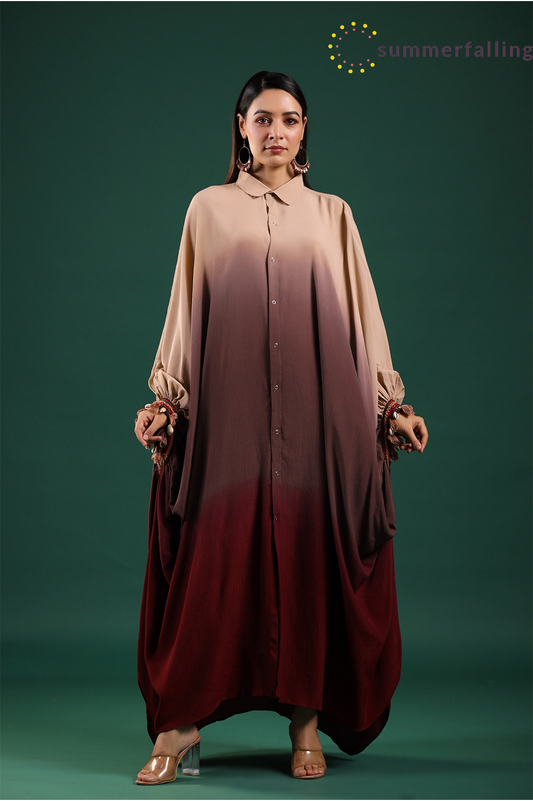 SummerFalling-Beige Embroidered Dola Silk Pants Set