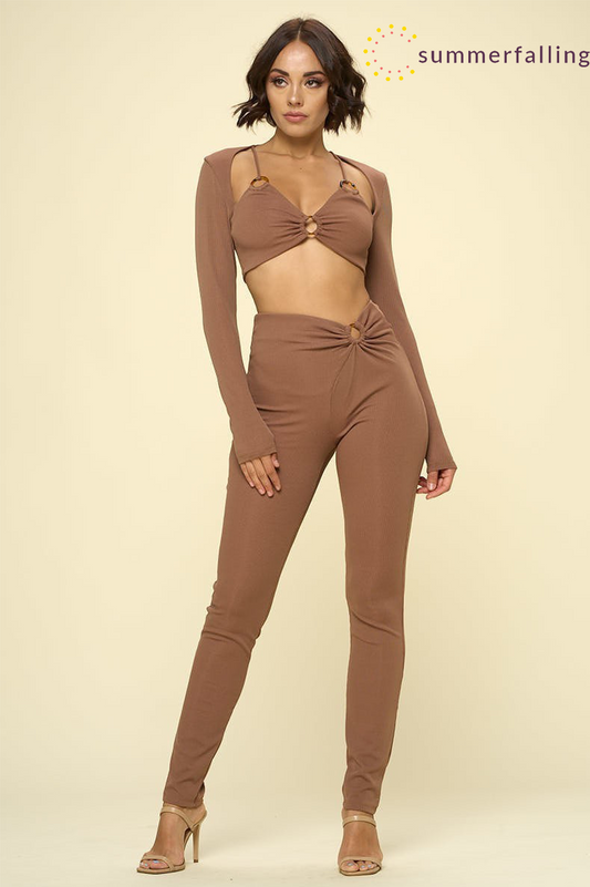 SummerFalling-Bikini Top Solid Color 2 Piece Set