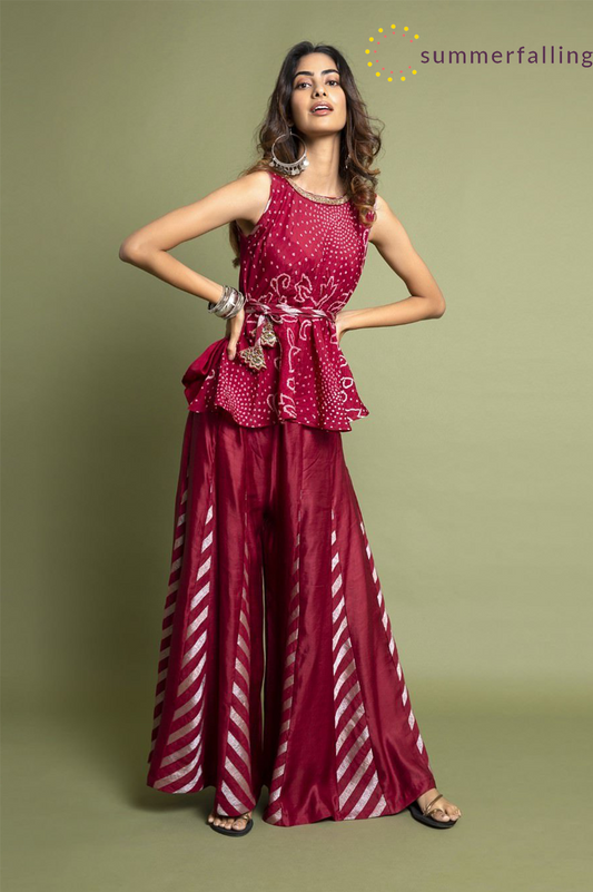 SummerFalling-Bias Top And Sharara Pants