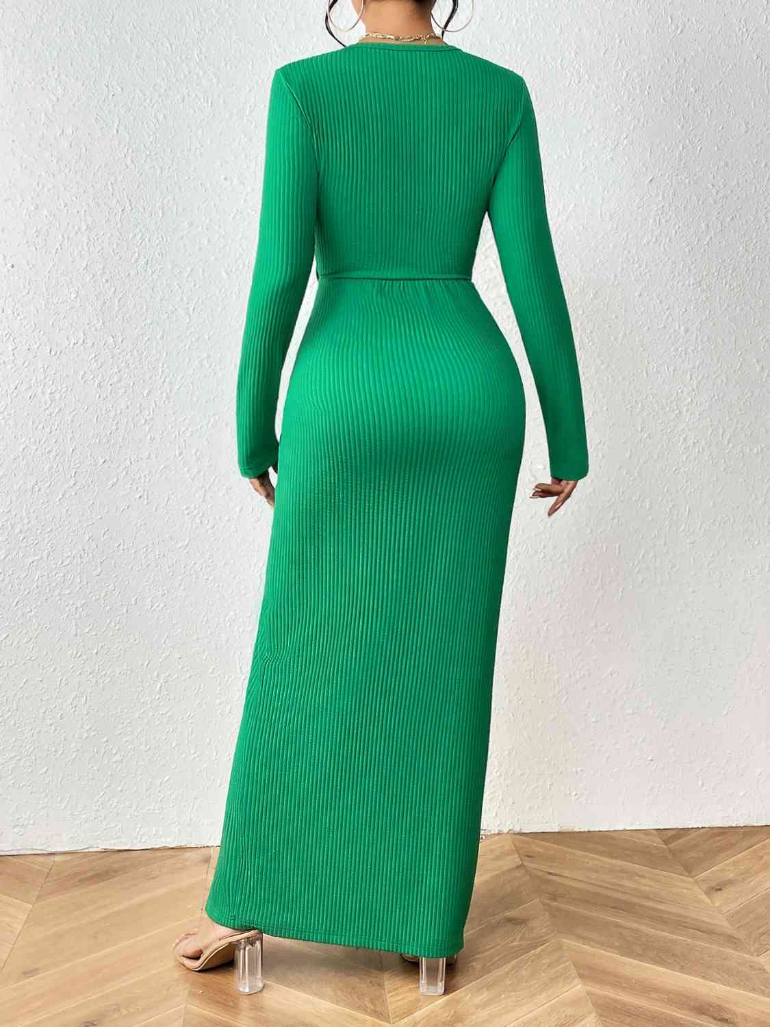 SummerFalling-Twisted Top and Ruched Split Skirt Set