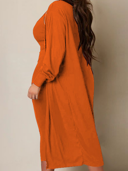 SummerFalling-Women's V-neck Long sleeved Solid Color Casual Set