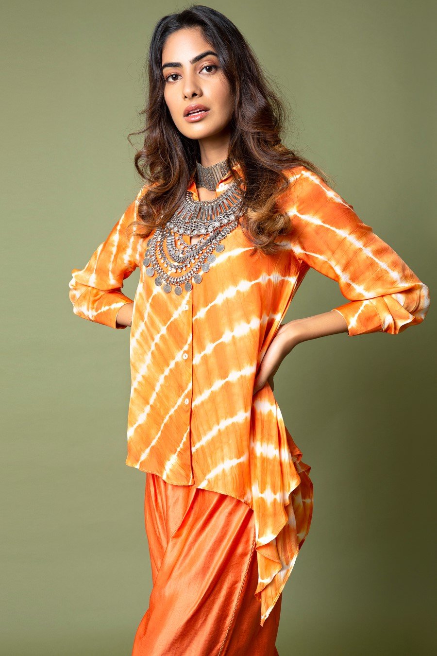 SummerFalling-Asymmetric Shirt With Straight Leg Pants