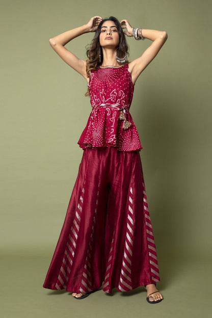 SummerFalling-Bias Top And Sharara Pants