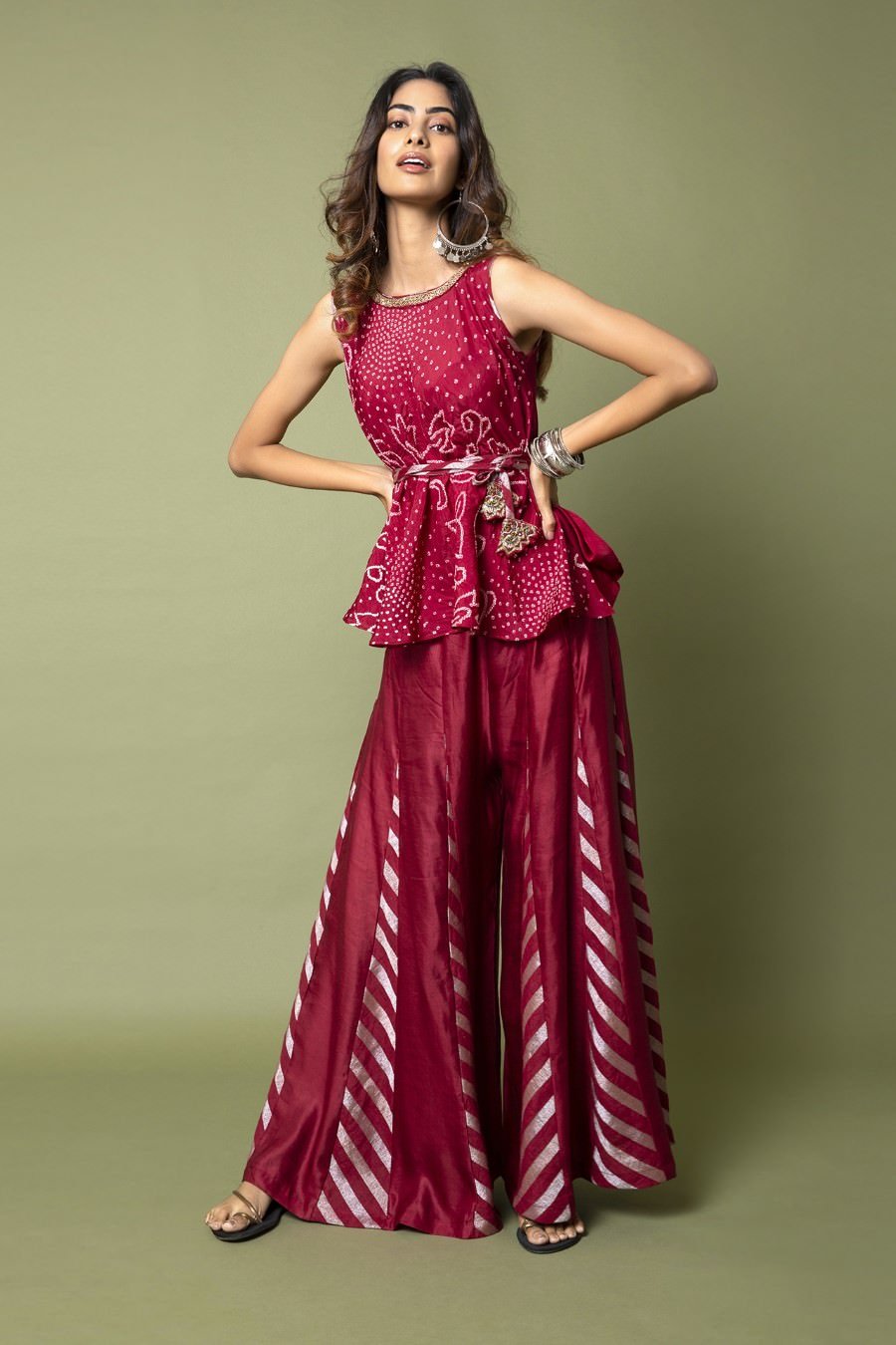SummerFalling-Bias Top And Sharara Pants