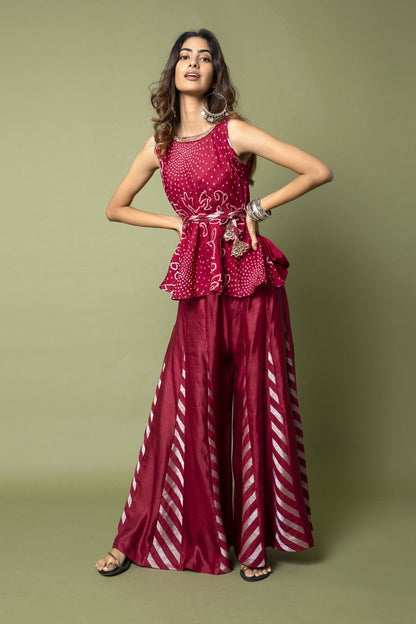 SummerFalling-Bias Top And Sharara Pants
