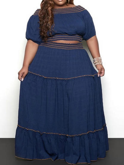 SummerFalling-Two-Piece Set Of Cropped Top Skirt