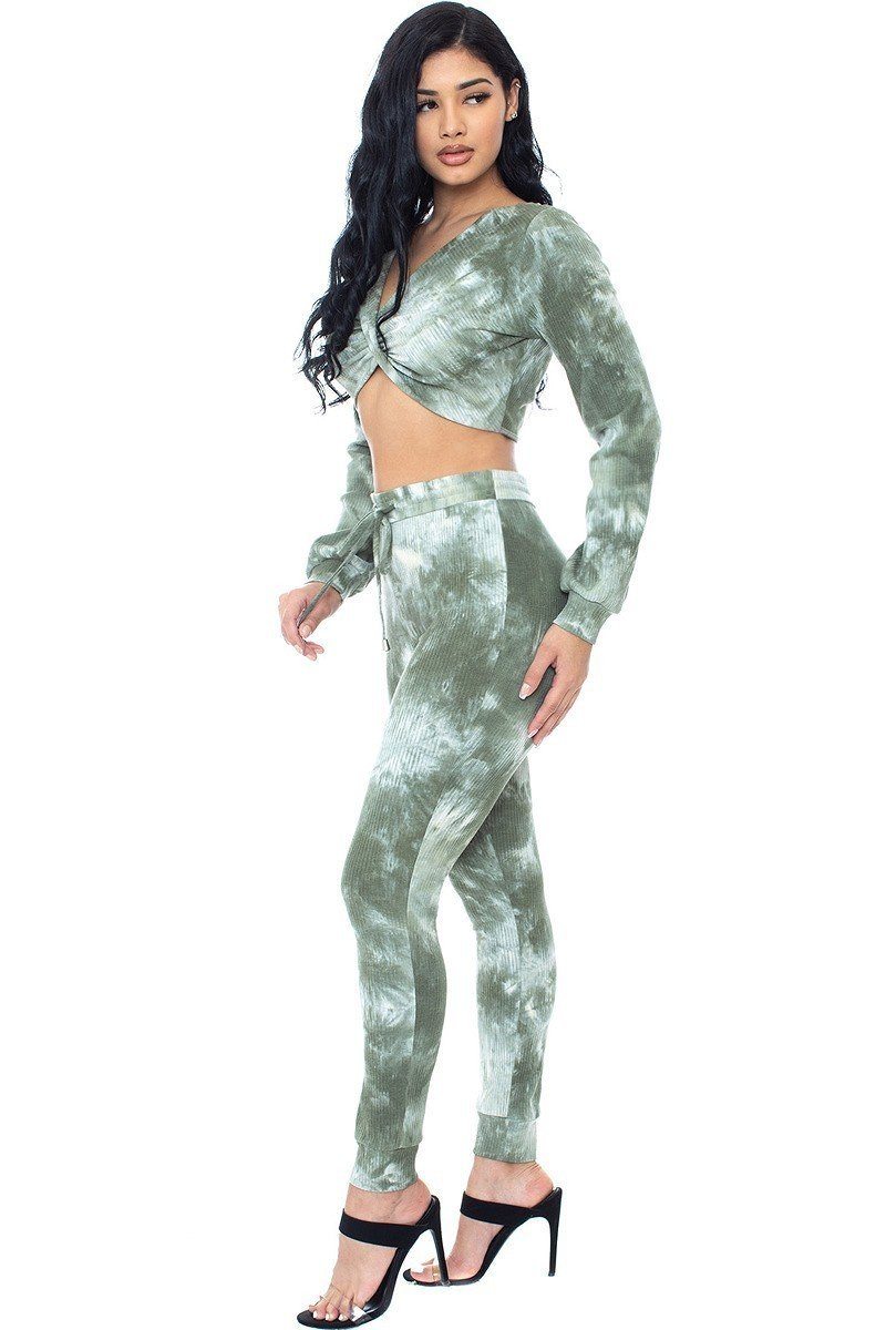SummerFalling-Tie Dye Ribbed Sweater Set