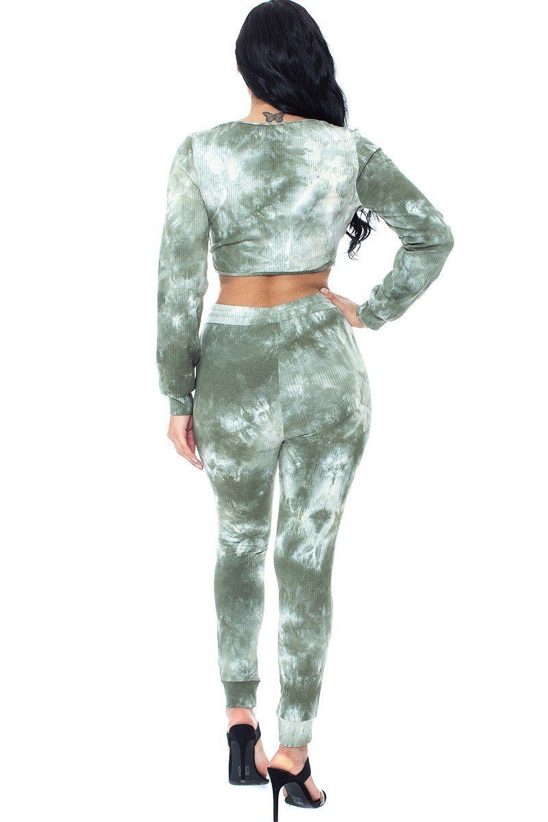 SummerFalling-Tie Dye Ribbed Sweater Set