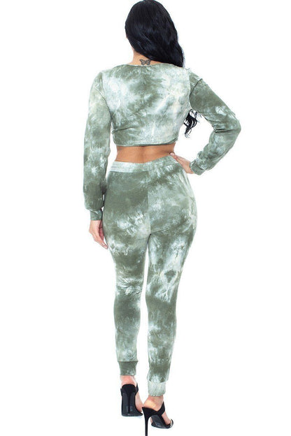 SummerFalling-Tie Dye Ribbed Sweater Set