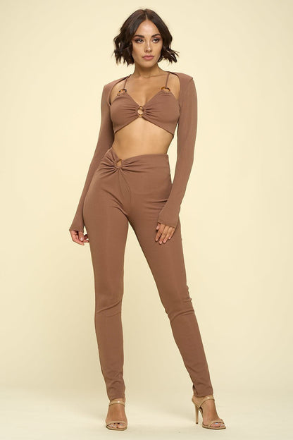 SummerFalling-Bikini Top Solid Color 2 Piece Set