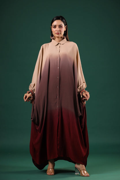 SummerFalling-Beige Embroidered Dola Silk Pants Set