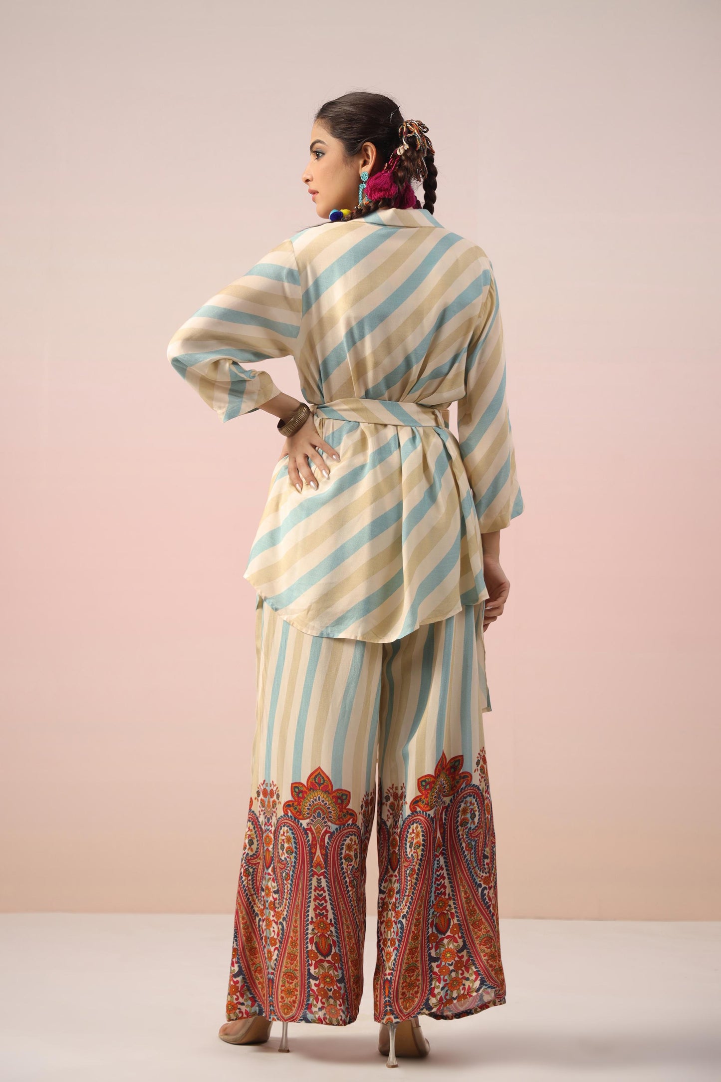 SummerFalling-Antique White Spanish Muslin Silk Co-Ord Set