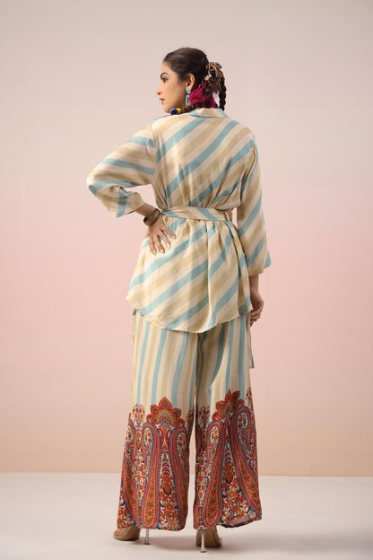 SummerFalling-Antique White Spanish Muslin Silk Co-Ord Set