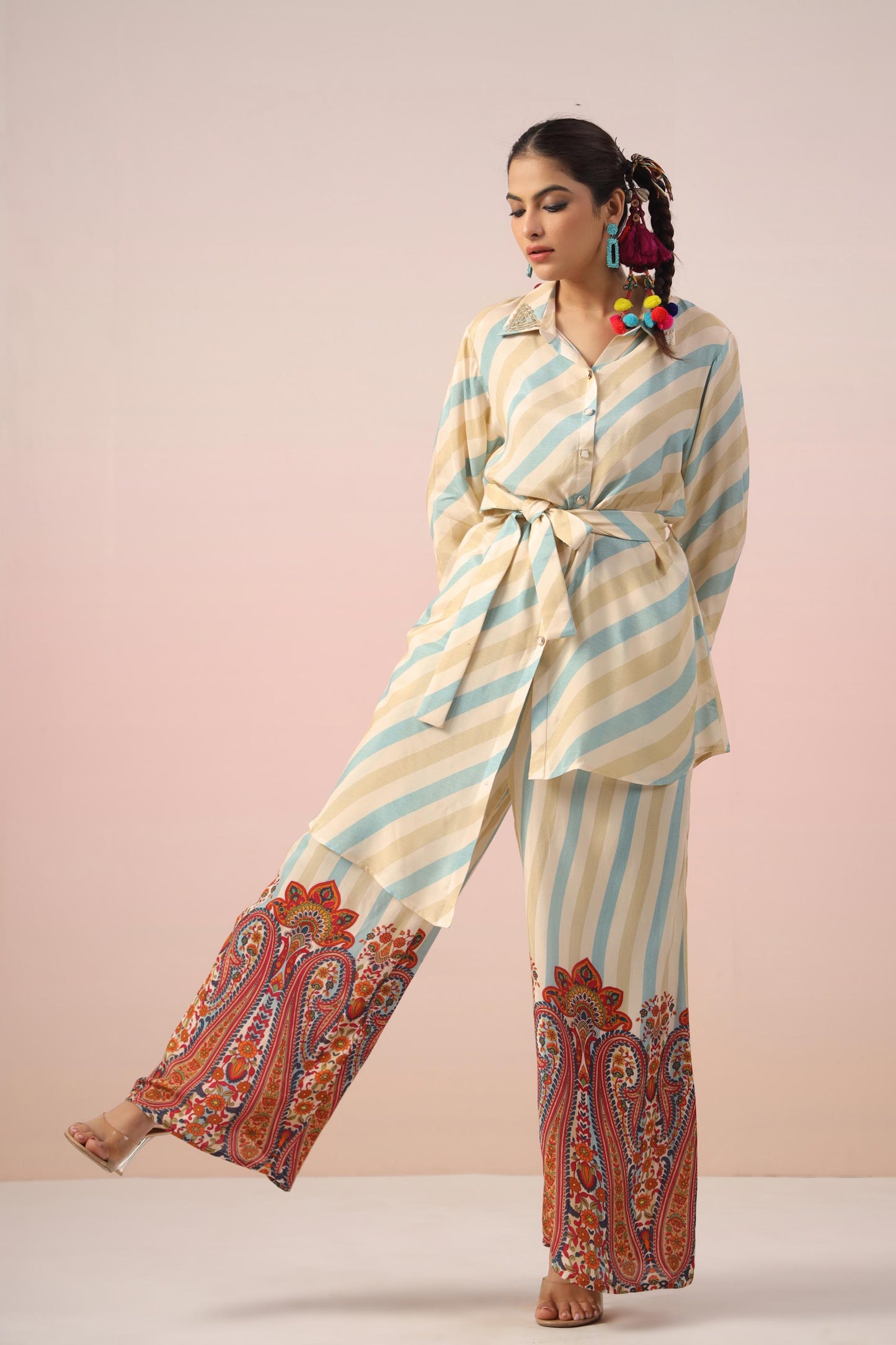 SummerFalling-Antique White Spanish Muslin Silk Co-Ord Set