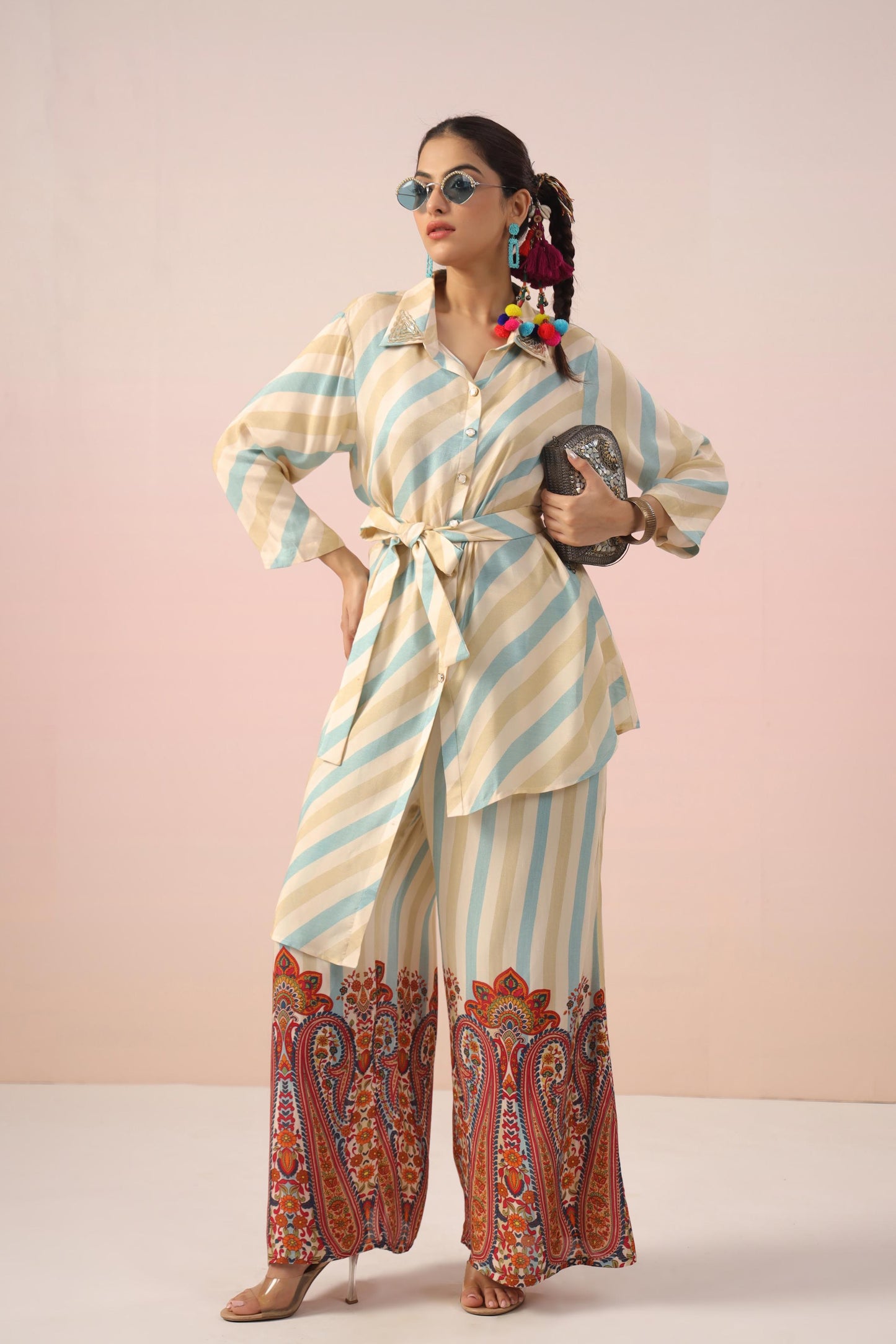 SummerFalling-Antique White Spanish Muslin Silk Co-Ord Set