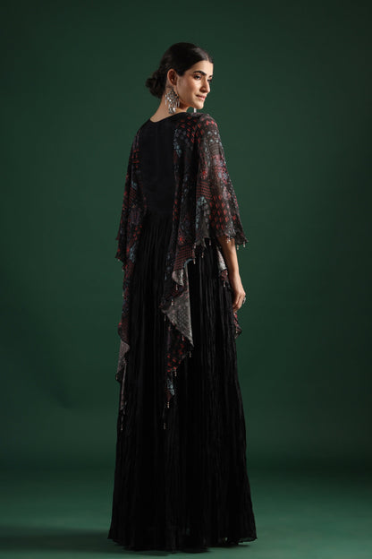 SummerFalling-Black Embellished Premium Silk Gown