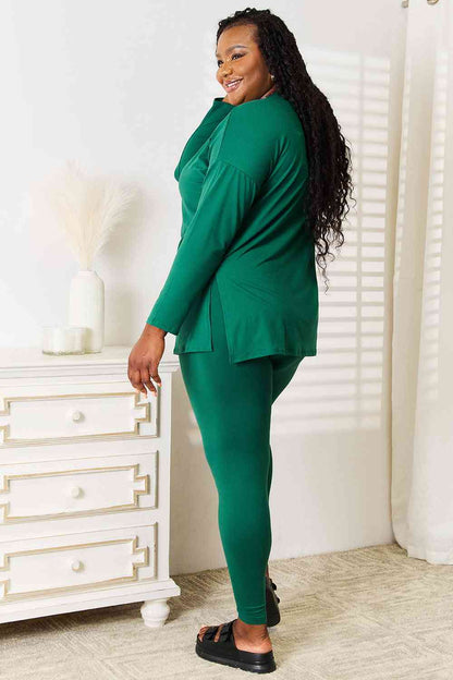 SummerFalling-Zenana Lazy Days Full Size Long Sleeve Top and Leggings Set